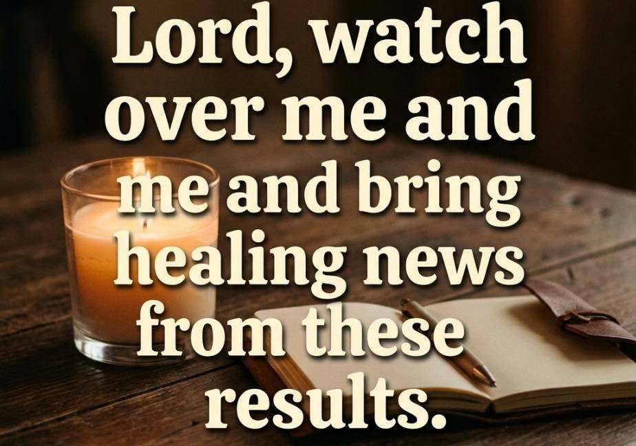 Short prayer for good medical test results calming quote in hospital waiting room setting